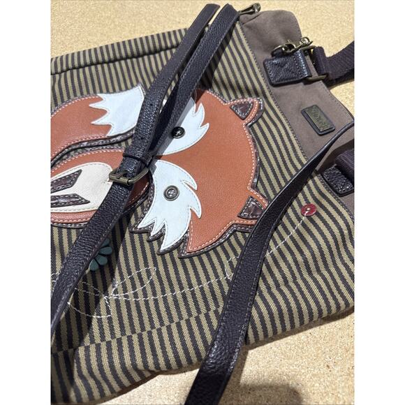 Chala Fox Tote Crossbody Bag – Appliqué Canvas & Faux Leather – Great Shape - Picture 8 of 10